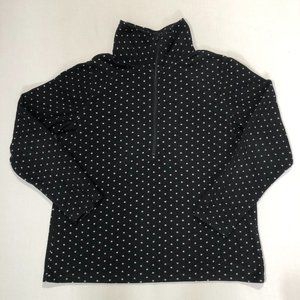 Silverwear Womens Size 1X  Black White Polkadot Fleece 1/4 Zip Pullover Sweater